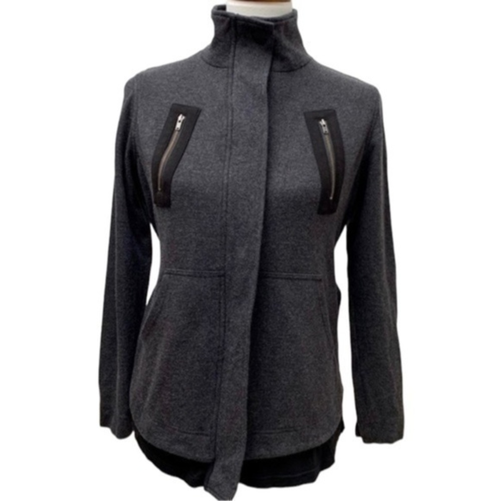CAbi Love Carol Collection Mesh Back Ponte Jacket Hi Low Zip Up XXS